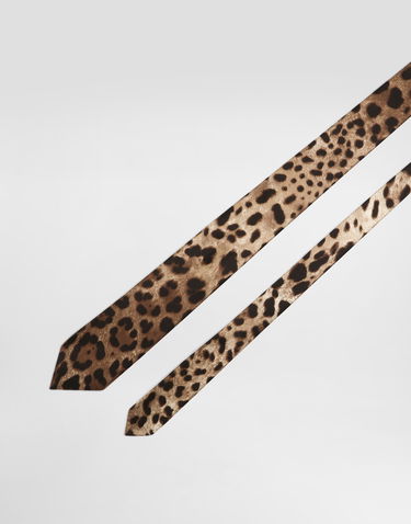 Dodaci Dolce & Gabbana Dolce & Gabbana Satin Tie with Leopard Print Smeđa | GT181EFS1GTHY13M, 2