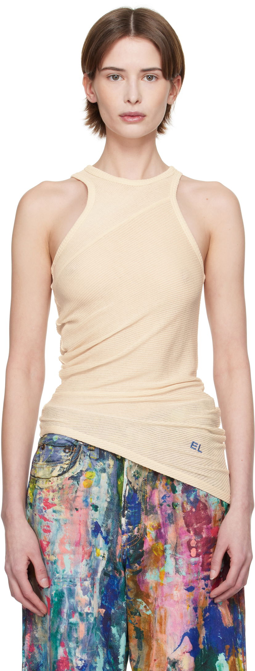 Majica bez rukava Eckhaus Latta Eckhaus Latta Spiral Tank Top Bež | 1108-EL-PS25-O -