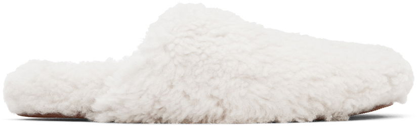 Odjeća Yves Salomon Yves Salomon Merinos Curly Lamb Slippers Bijela | 25W23WAA342XXMECL