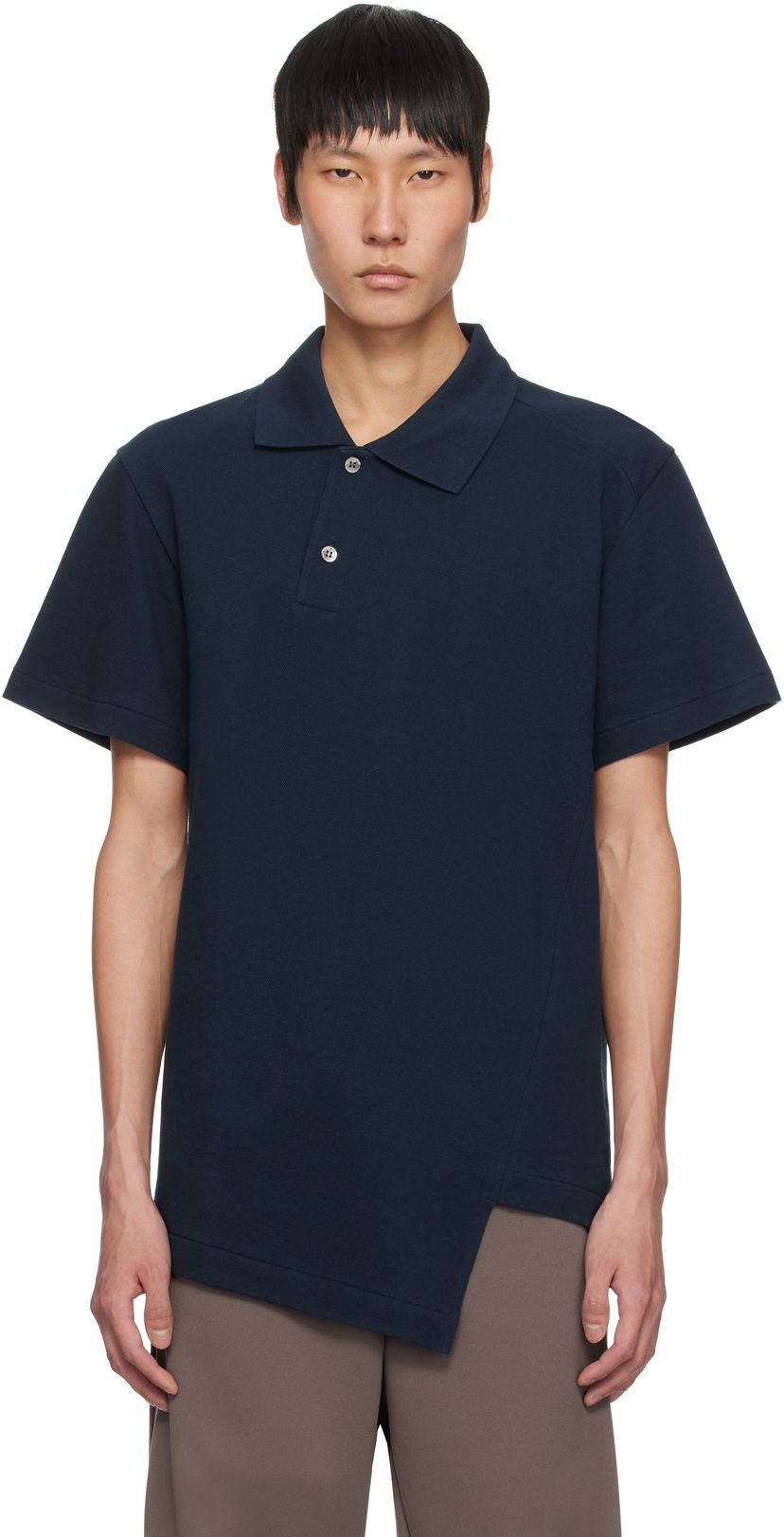 Polo majica Comme des Garçons Homme Deux Asymmetric Polo Tamnoplava | DO-T002-051
