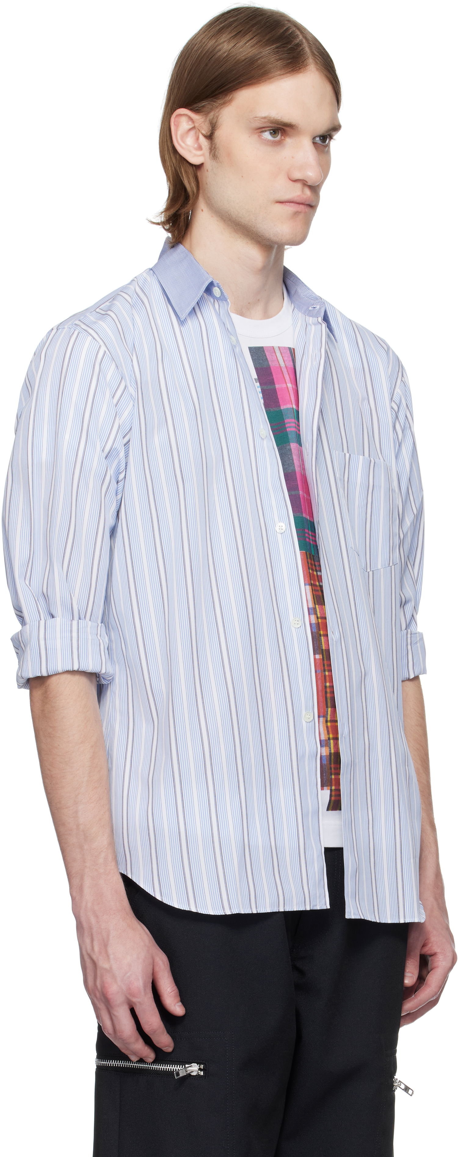 Košulja Comme des Garçons Comme des Garçons Yarn Dyed Cotton Stripe Poplin Shirt Plava | FZ-B402-051, 1