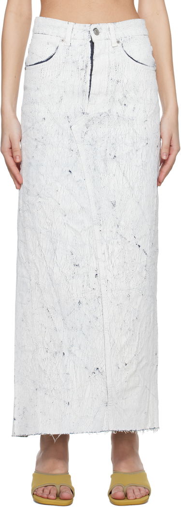 Suknja Maison Margiela MM6 Maison Margiela Hand-Painted Denim Maxi Skirt Bijela | S62MI0027 M30028, 0