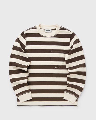 Majica kratkih rukava ØLÅF Long Sleeve Striped Rib Crewneck Top with Pocket Bež | M220204-HOTFUDGE-OFF-WHITE, 0