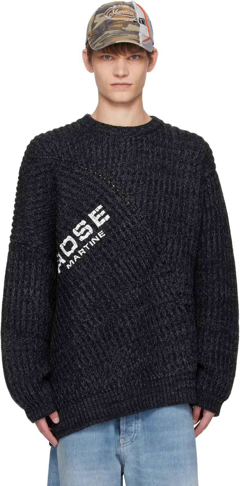 Džemper Martine Rose Martine Rose Engineered Fisherman Rib Sweater Crna | 971YA03053