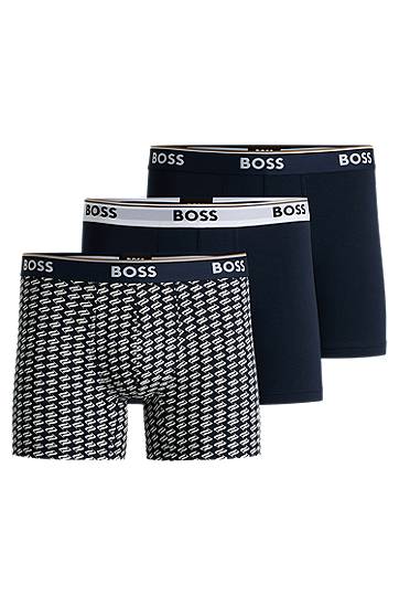 Bokserice BOSS BOSS Three-Pack Stretch-Cotton Boxer Briefs with Logos Tamnoplava | 50531685