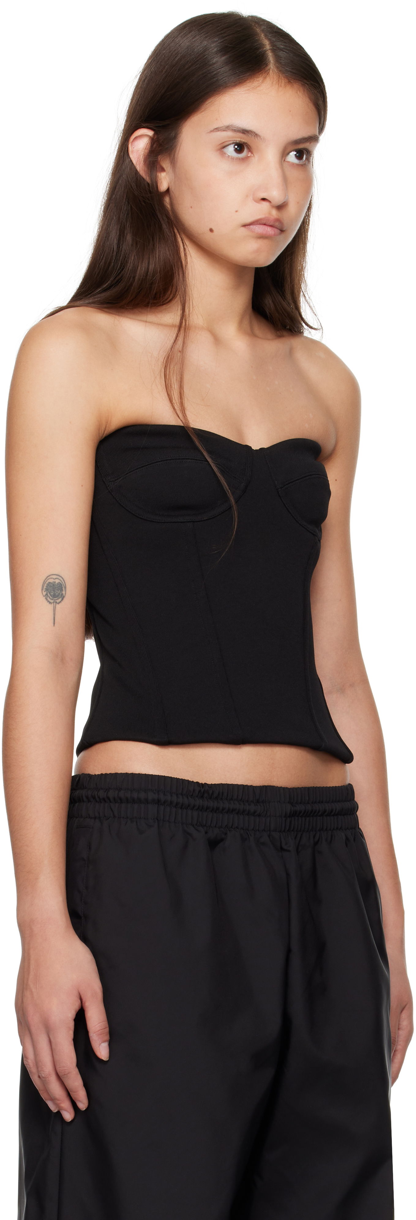 Majica bez rukava WARDROBE.NYC WARDROBE.NYC Semi Matte Bustier Tank Top Crna | W1101F24MJ, 1