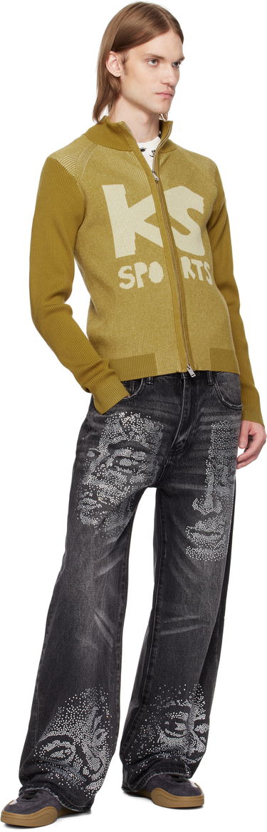 Jeans KidSuper KidSuper Rhinestone Face Jeans Crna | SS25-PT-24, 3