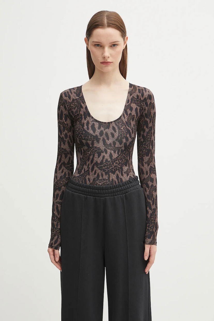 Body Fiorucci Fiorucci Banimalier Print Scoop Neck Bodysuit Smeđa | W02FPTBO225LY01BR01