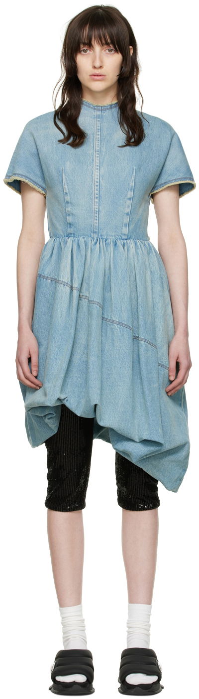 Haljina We11done Denim Mini Dress Plava | WD-DO1-22-352-W-BL