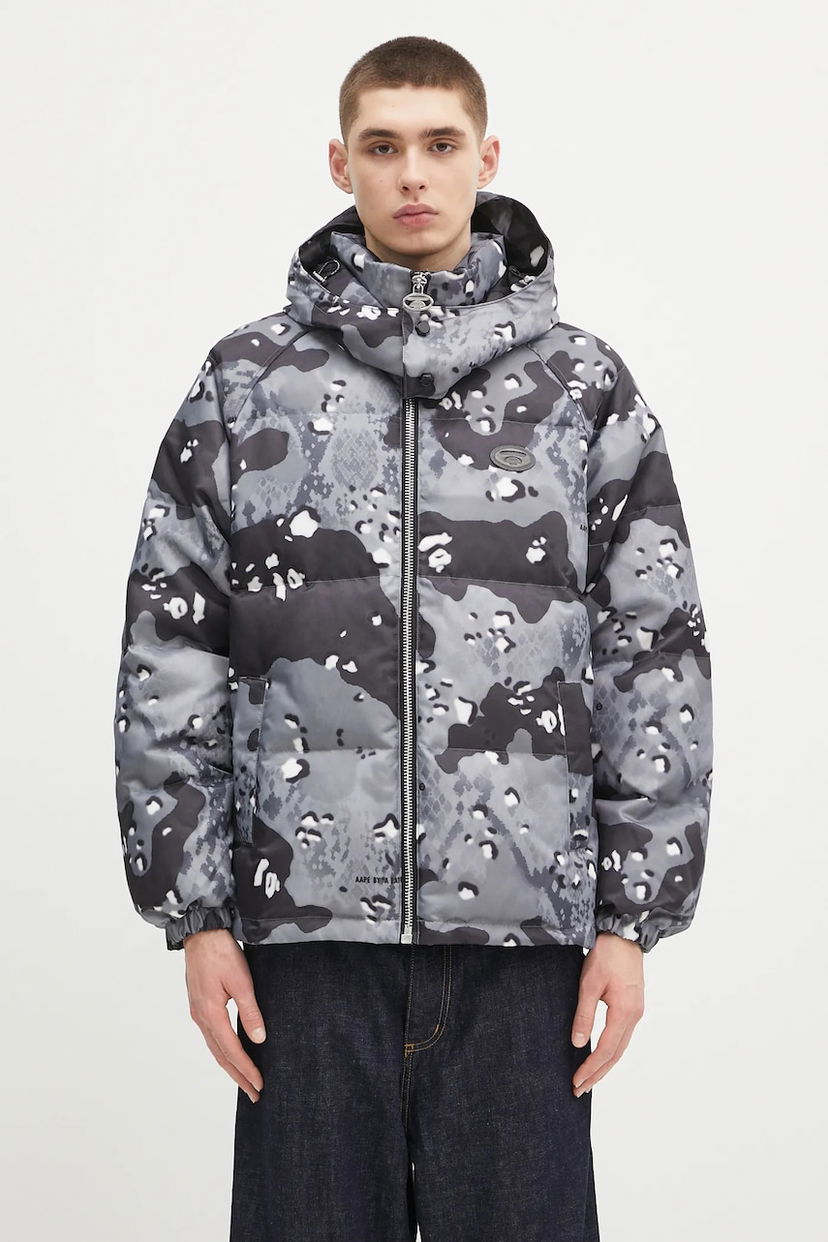 Pernata jakna AAPE by A Bathing Ape AAPE Main Down Jacket Siva | AAPDNM7666XXN
