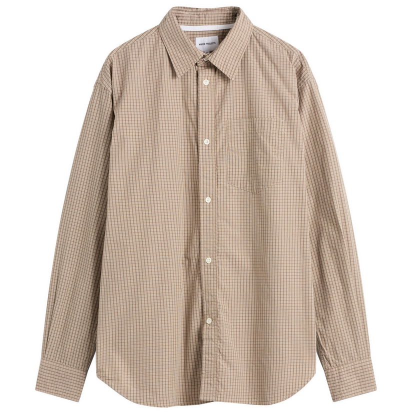 Košulja NORSE PROJECTS Ole Oversize Poplin Check Shirt Bež | N40-0851-9023
