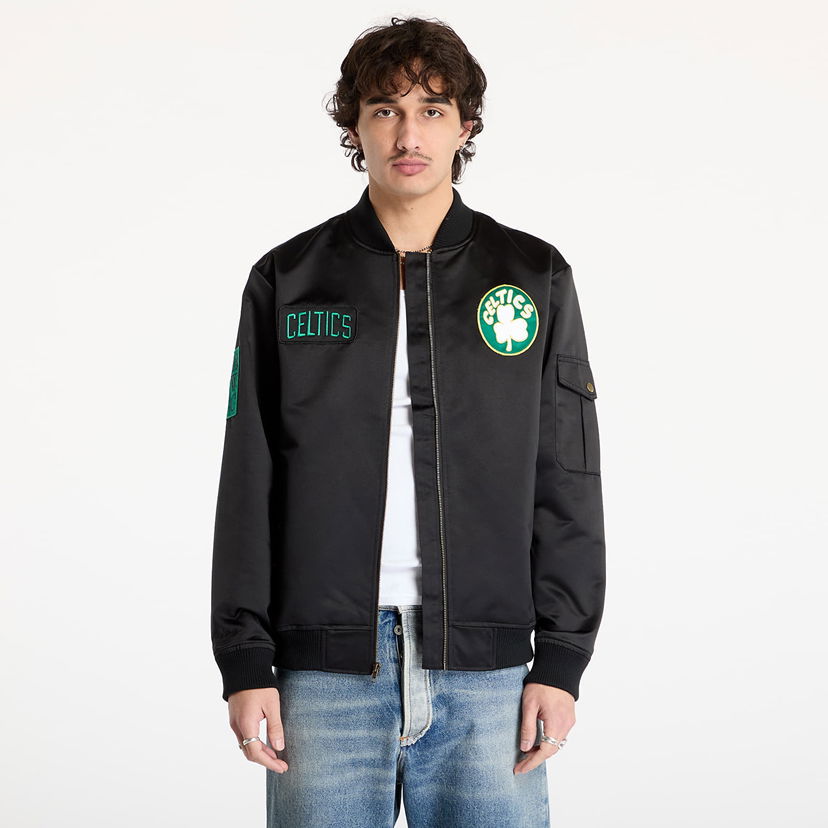 Bomber jakna Mitchell & Ness Team Leader Satin Bomber Jacket Crna | JK8095-BCEBLCK
