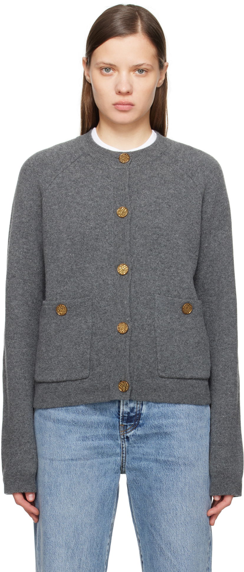 Džemper TOTEME TOTEME Hammered Button Cardigan Siva | 251-WRT4357-YA0132