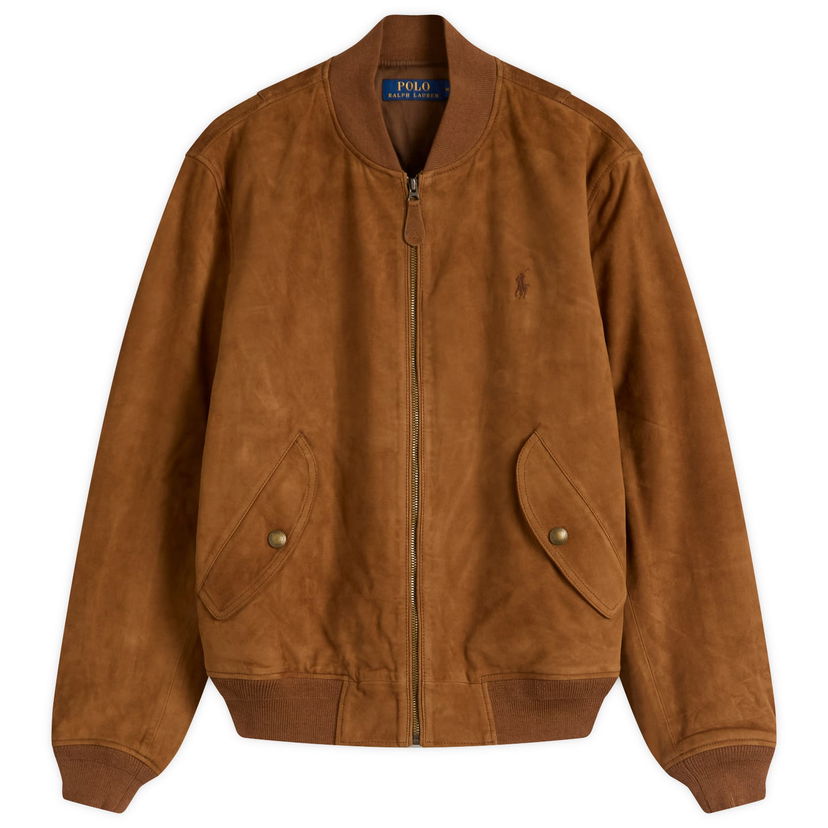 Bomber jakna Polo by Ralph Lauren Ralph Lauren Suede Flight Jacket, Size Large Smeđa | 710963338001