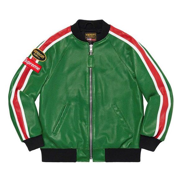 Bomber jakna Supreme Vanson Leathers Perforated Bomber Jacket Zelena | SUP-SS20-213