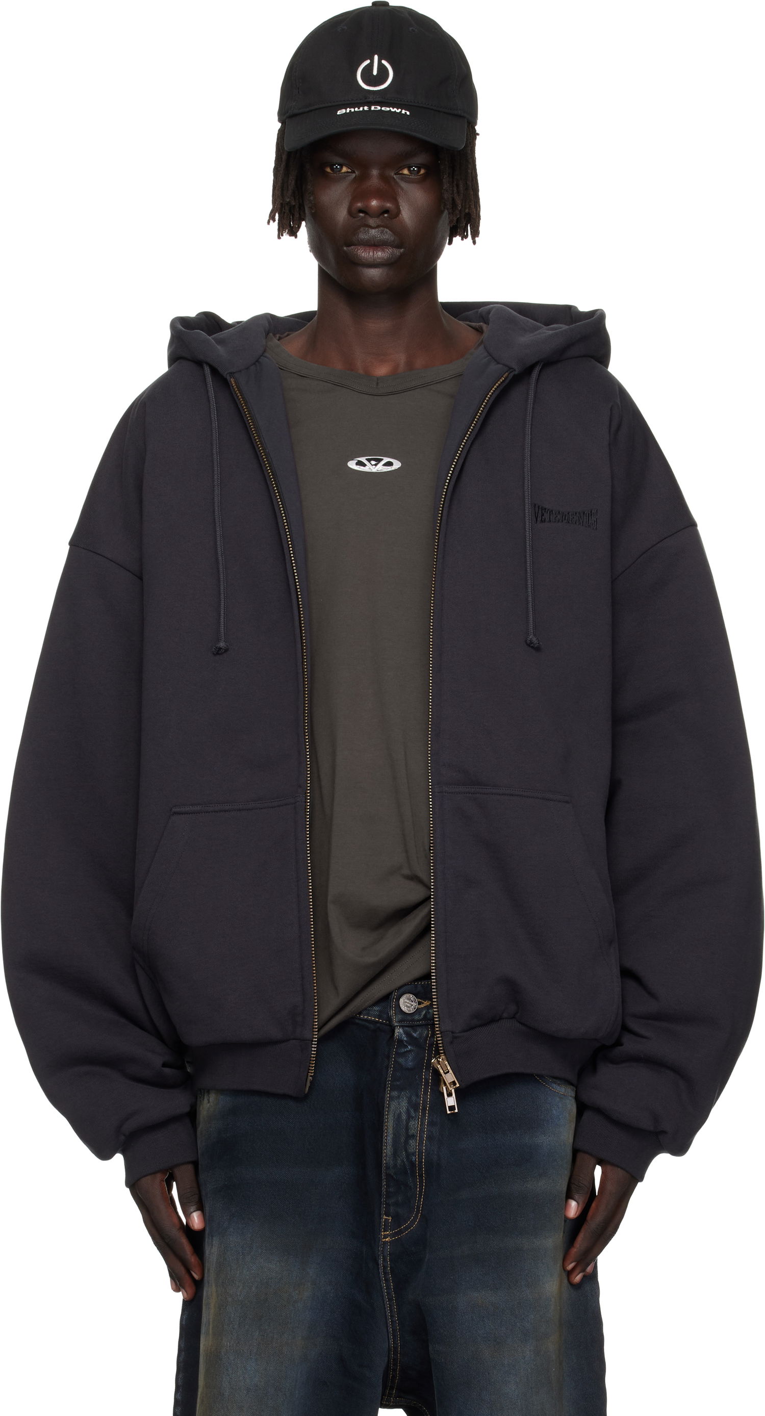 Dukserice VETEMENTS VETEMENTS Puffed Oversized Zip-Up Hoodie Crna | UH76ZU860B, 0