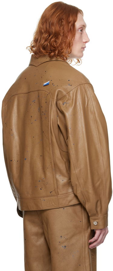 Jakna ADER ERROR Paint Splatter Cropped Leather Jacket Smeđa | BN01SSJK0101BR, 2