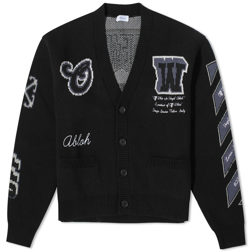 Džemper Off-White Moon Varsity Cardigan Crna | OMHB019F23KNI0021010