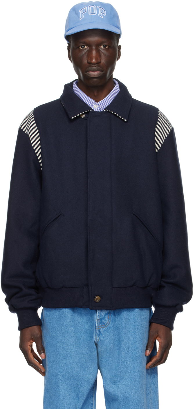 Bomber jakna Pop Trading Company Striped Bomber Jacket Tamnoplava | POPSS24_05-006