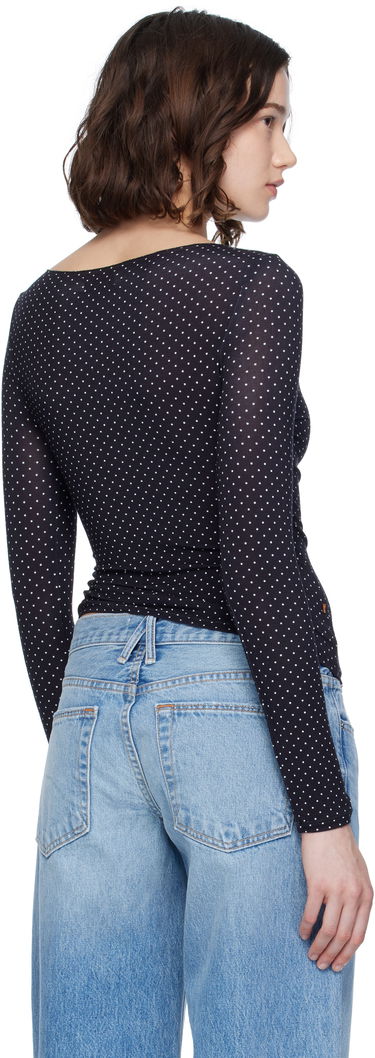 Majica kratkih rukava Miaou Miaou Amelia Polka Dot Long Sleeve T-Shirt Crna | 7183TJBBWP, 2