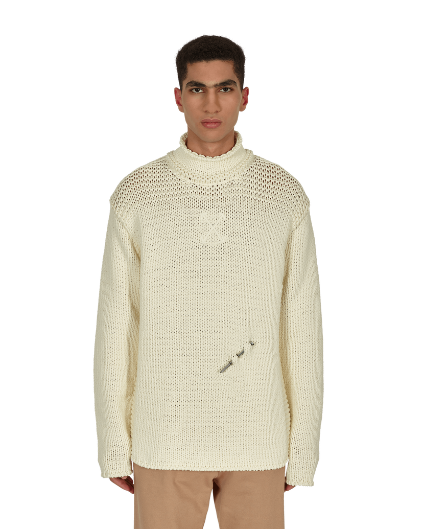 Džemper Off-White Meteornail Knit Zip Mockneck Sweater Bež | OMHA122F21KNI001 6161