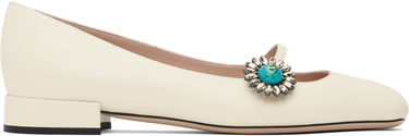 Njega cipela Valentino Valentino Garavani Mary-Jane Ballerina Flats with Crystal Embellishment Bijela | 6W2S0LL7DHS, 0