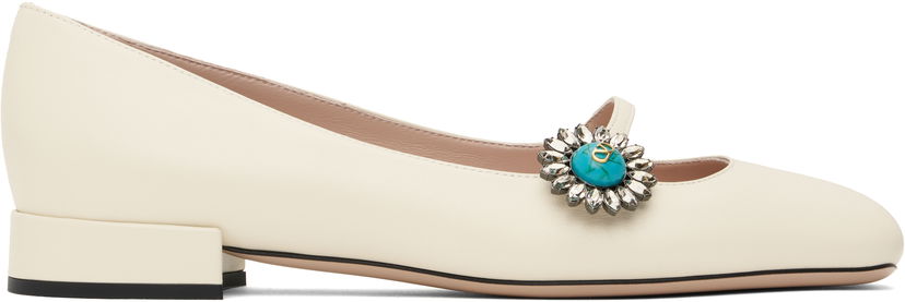 Njega cipela Valentino Valentino Garavani Mary-Jane Ballerina Flats with Crystal Embellishment Bijela | 6W2S0LL7DHS