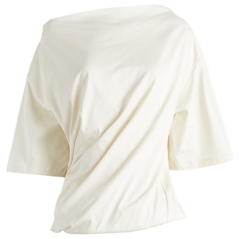 Majica kratkih rukava Baserange Baserange Turn Draped Off-The-Shoulder T-Shirt, Size Large Bijela | TOTUS-RC-SP25-Undyed