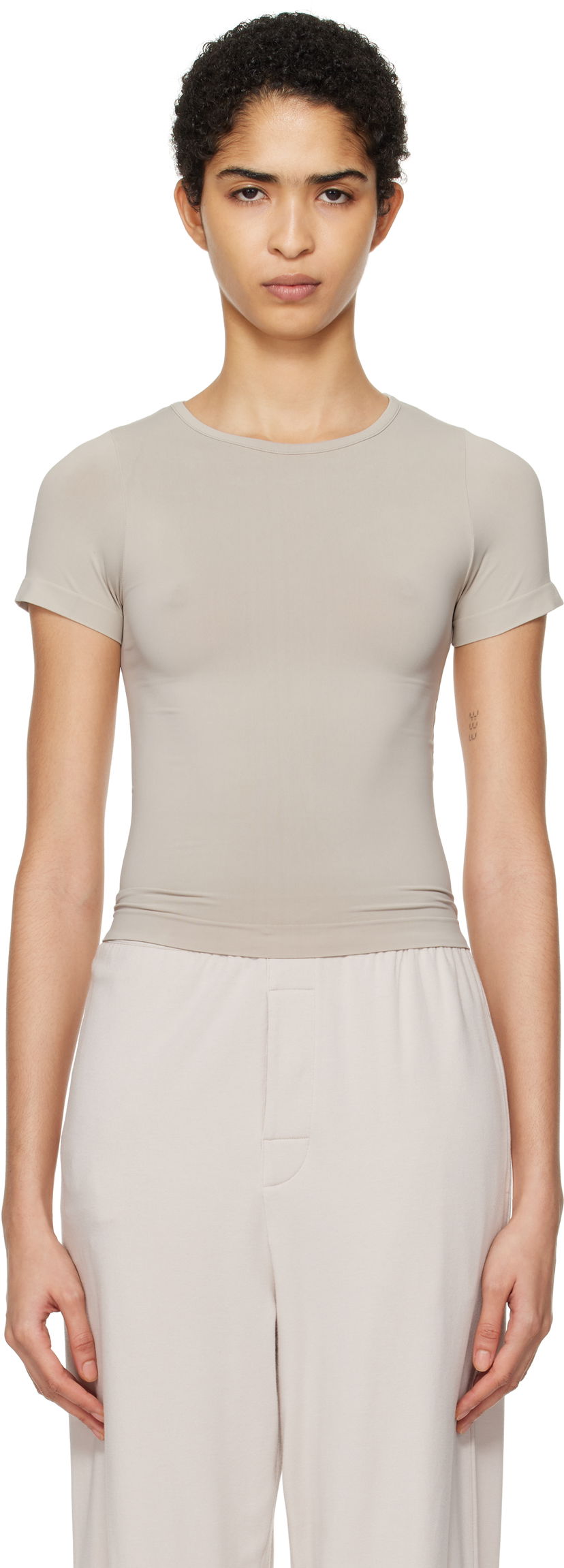 Crop top SKIMS SKIMS Soft Smoothing Seamless T-Shirt Bež | AP-TSH-0184