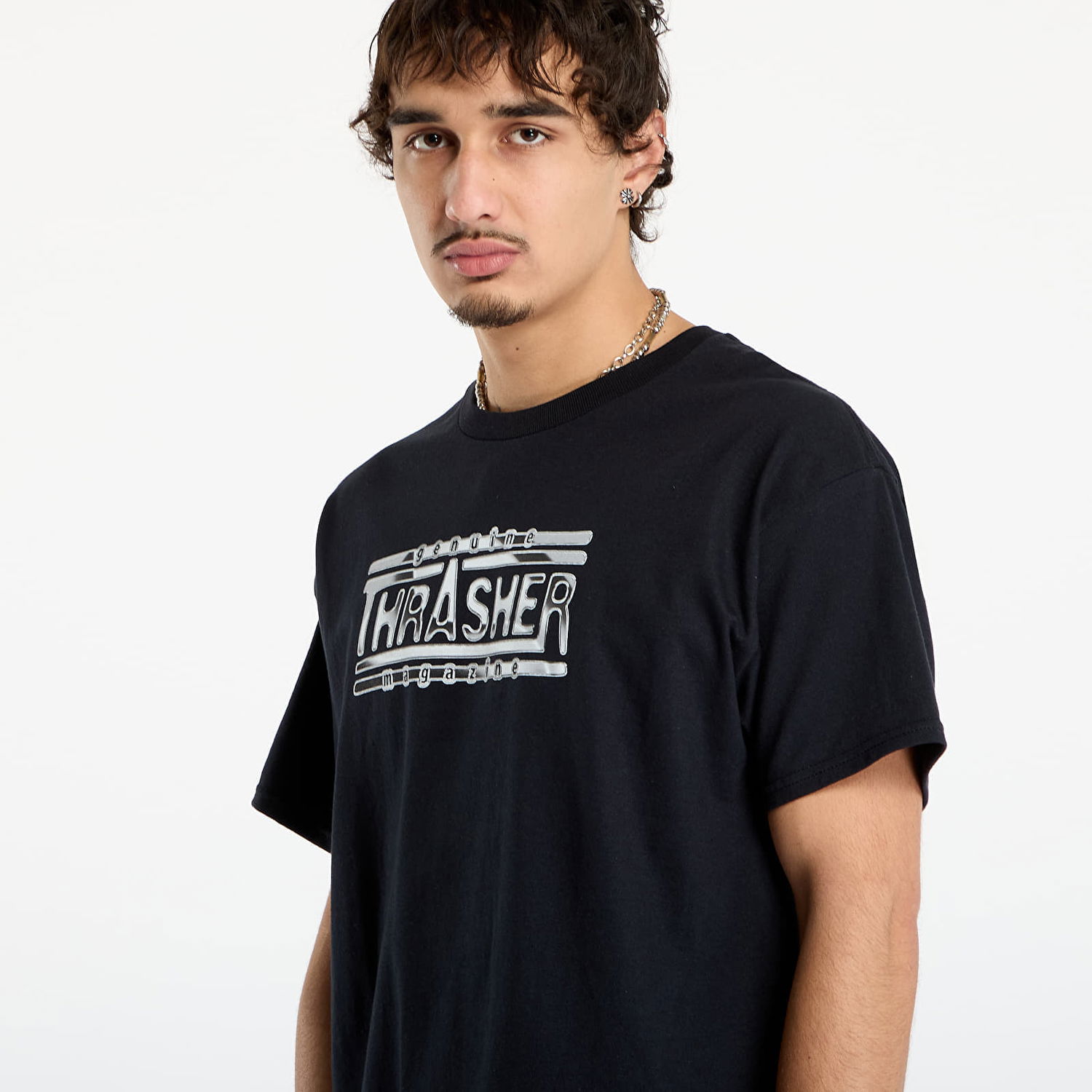 Majica kratkih rukava Thrasher Thrasher Chrome Genuine T-Shirt Crna | 145761, 1