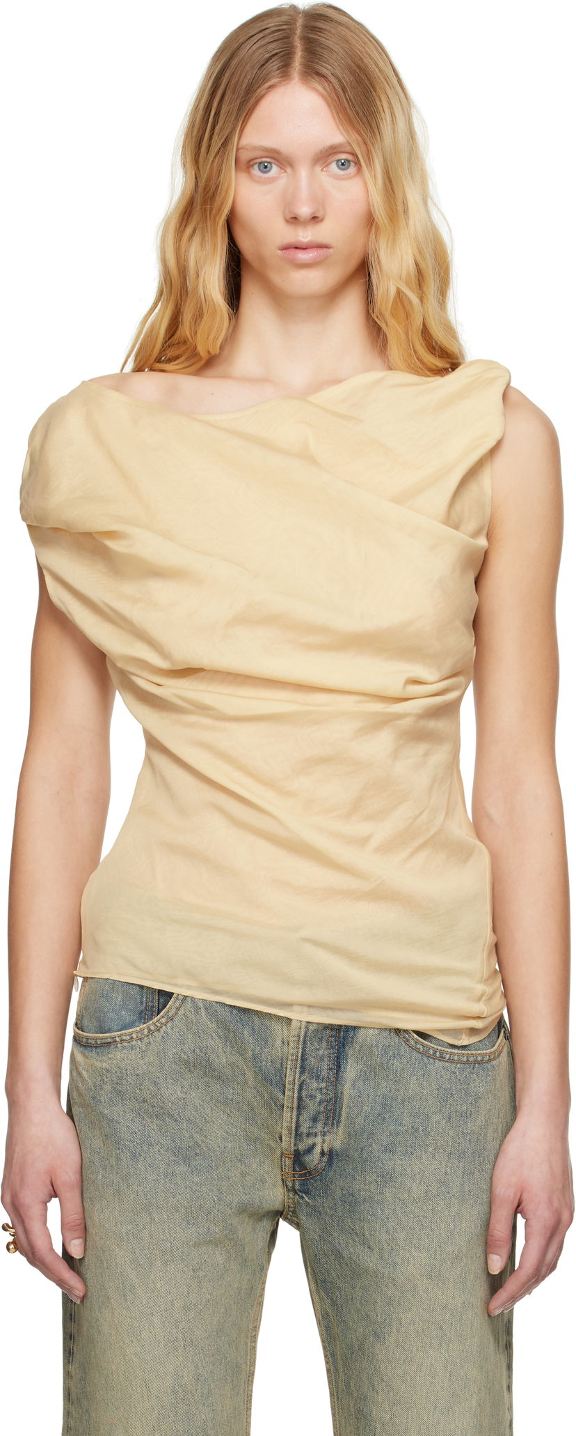 Majica bez rukava Entire Studios Entire Studios Twist Draped Top Bež | ESW-S25-8006-WH
