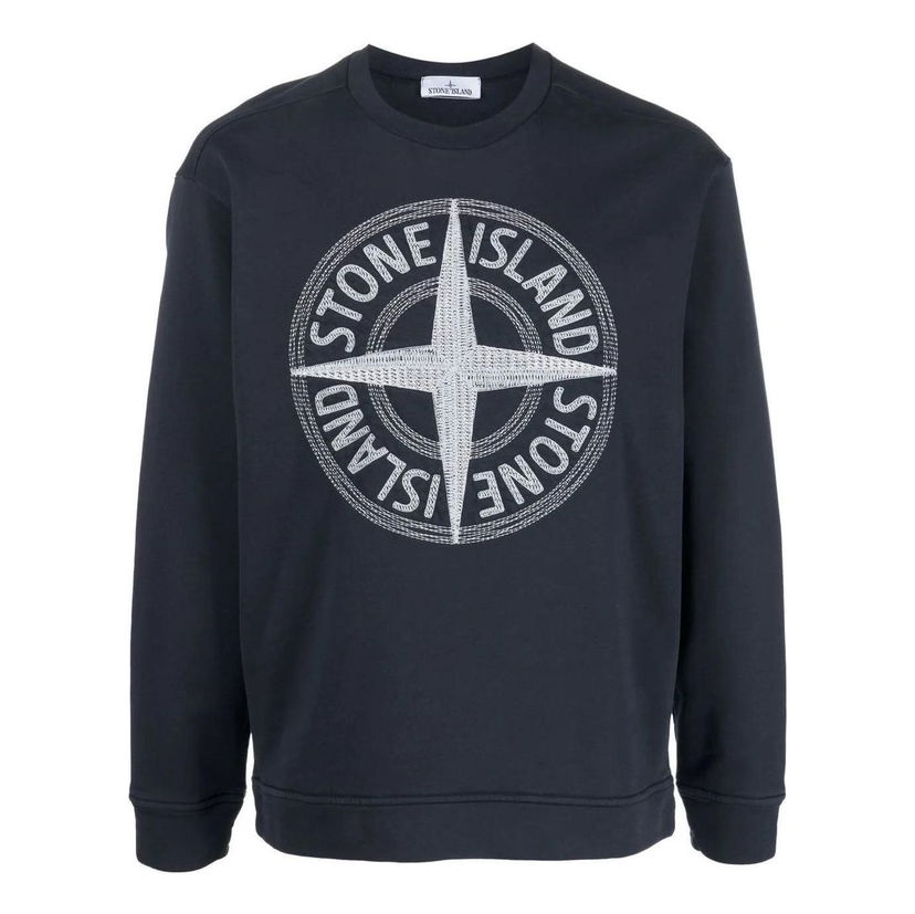 Džemper Stone Island Embroidered Logo Sweatshirt Plava | 781565484-V0020