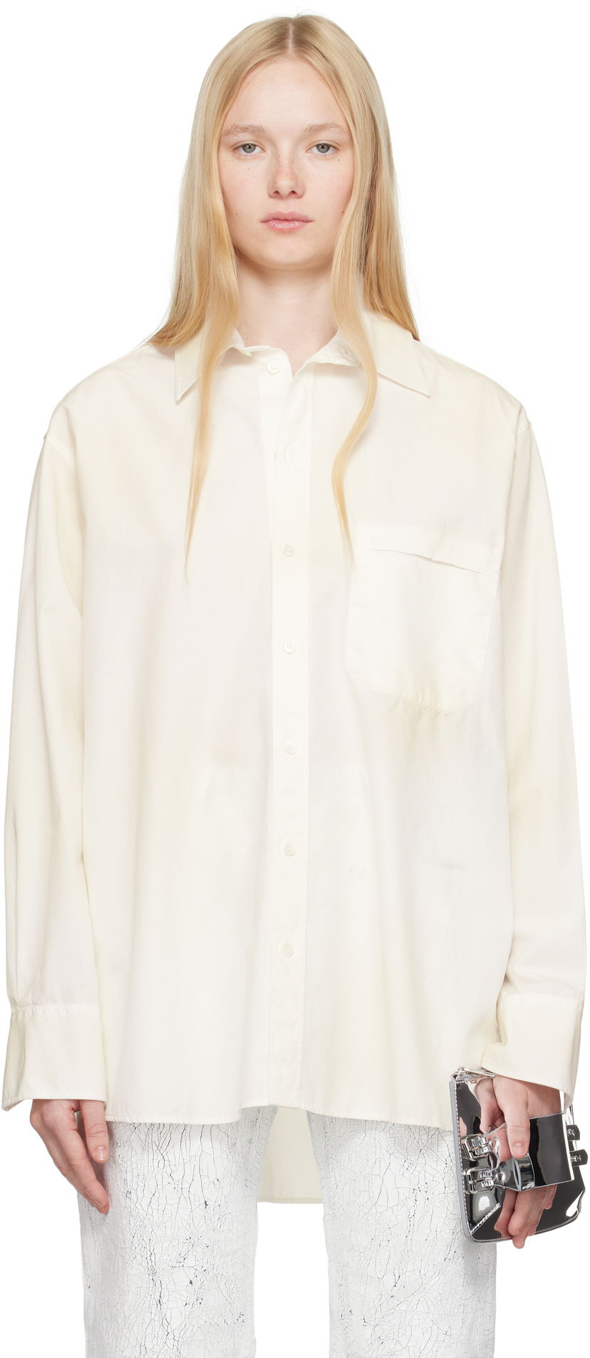 Košulja Maison Margiela MM6 Maison Margiela Cotton Poplin Long Sleeve Shirt Bijela | S62DT0035 M35458