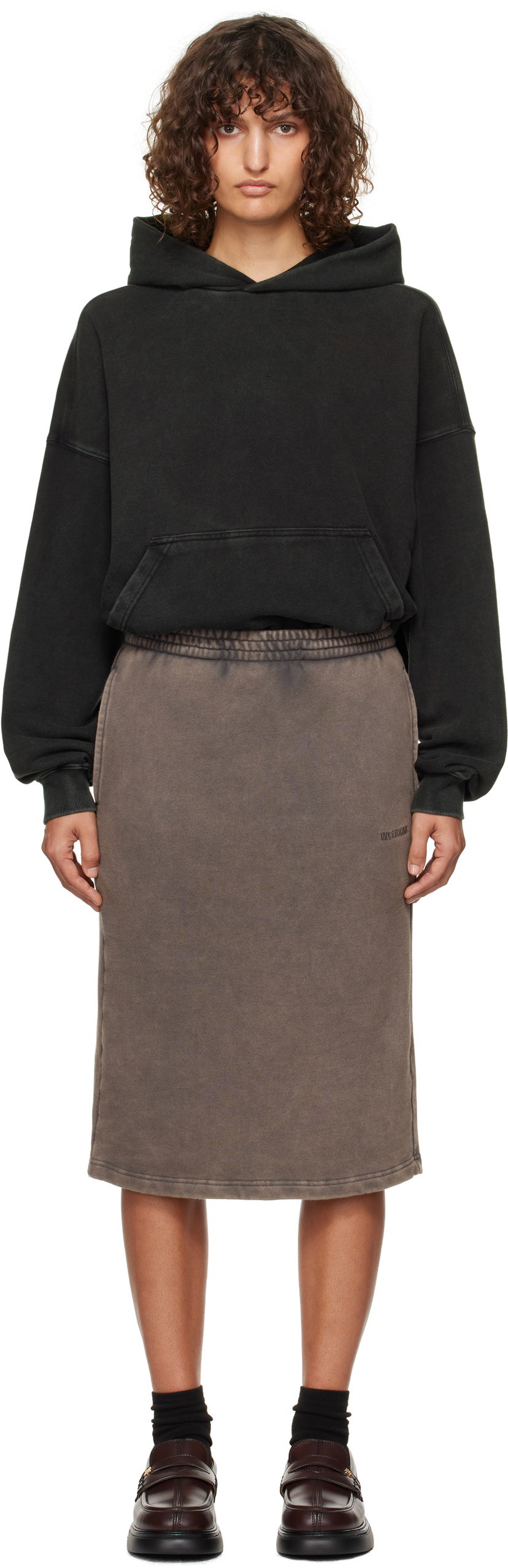 Suknja We11done We11Done Layered Hoodie Dress Smeđa | WD-TO3-24-851-W-BK