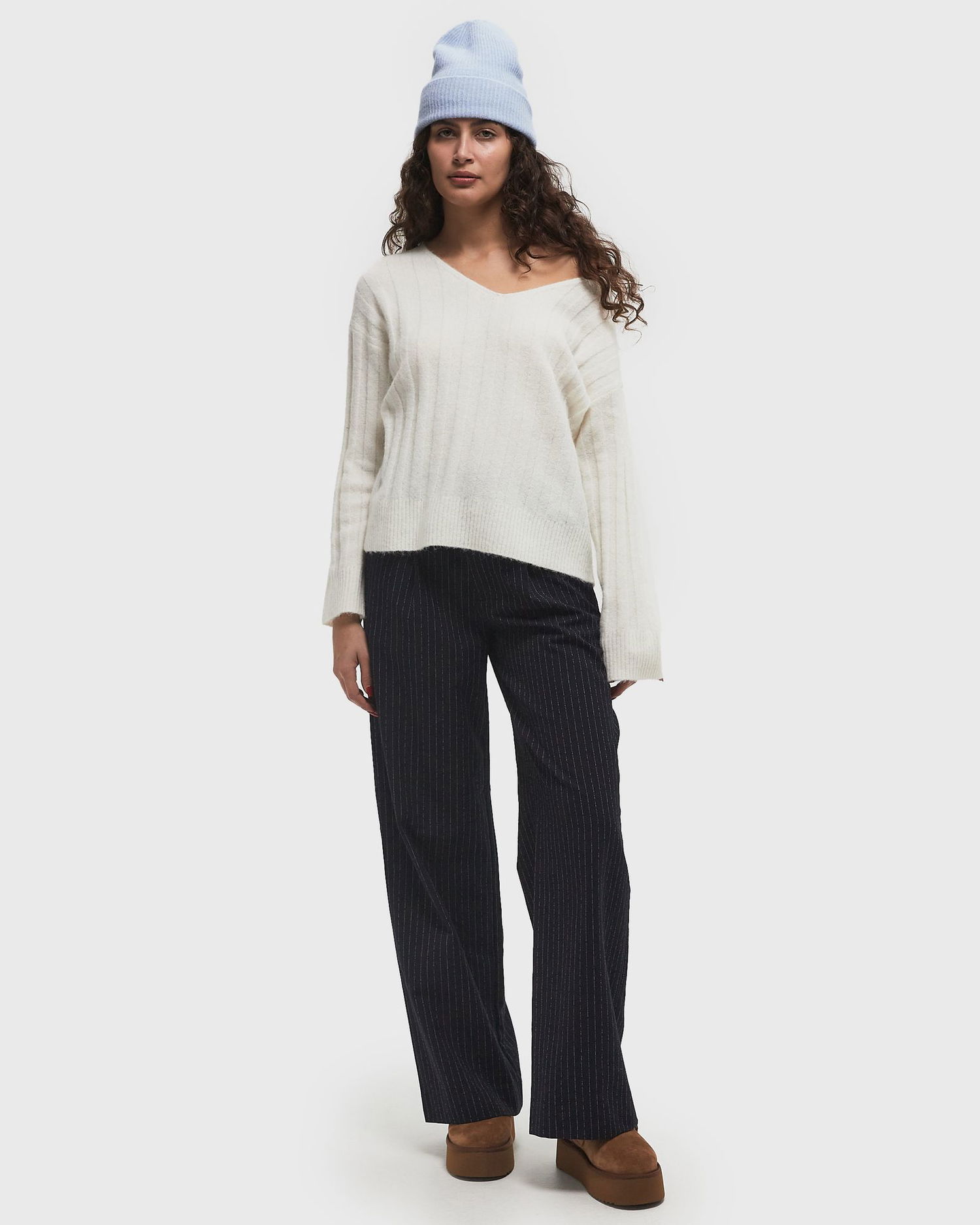 Džemper Samsoe Samsoe Samsøe & Samsøe SANOR V-Neck Sweater Bijela | F24400067-CLEAR-CREAM, 1
