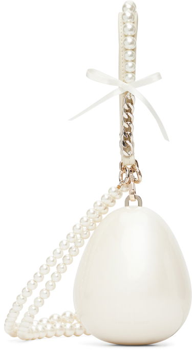 Ručna torbica Simone Rocha Simone Rocha Pearl & Chain Strap Pearl Egg Bag Bijela | BAG110ECBOW 0773, 0