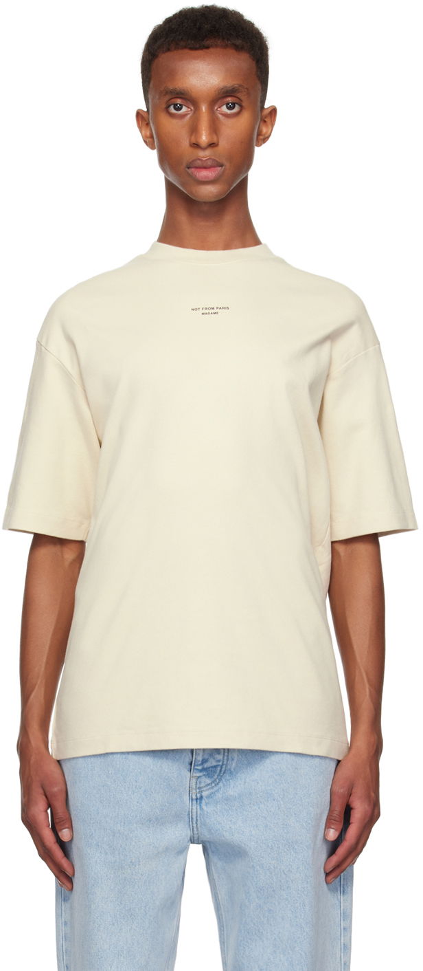 Majica kratkih rukava Drôle de Monsieur Drôle De Monsieur Classique Slogan T-Shirt Bež | PERM-TS202-CO002-MT, 0