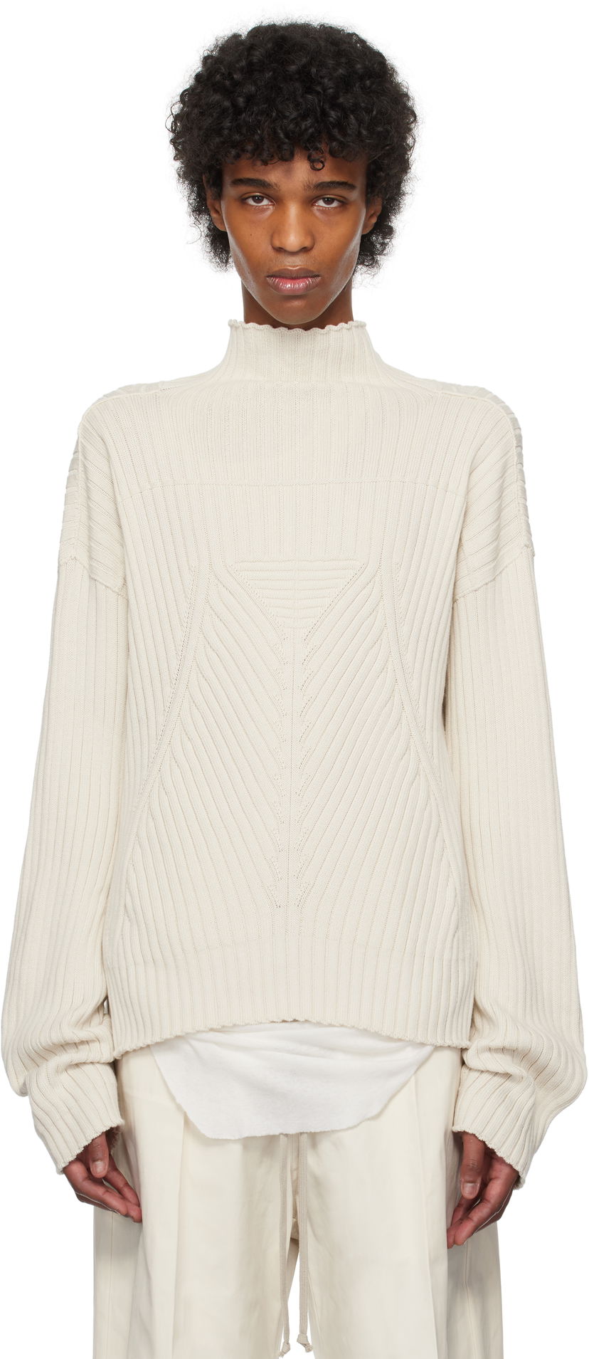 Džemper Rick Owens Rick Owens Hollywood Tabard Sweater Bež | RU01E5663 KEC