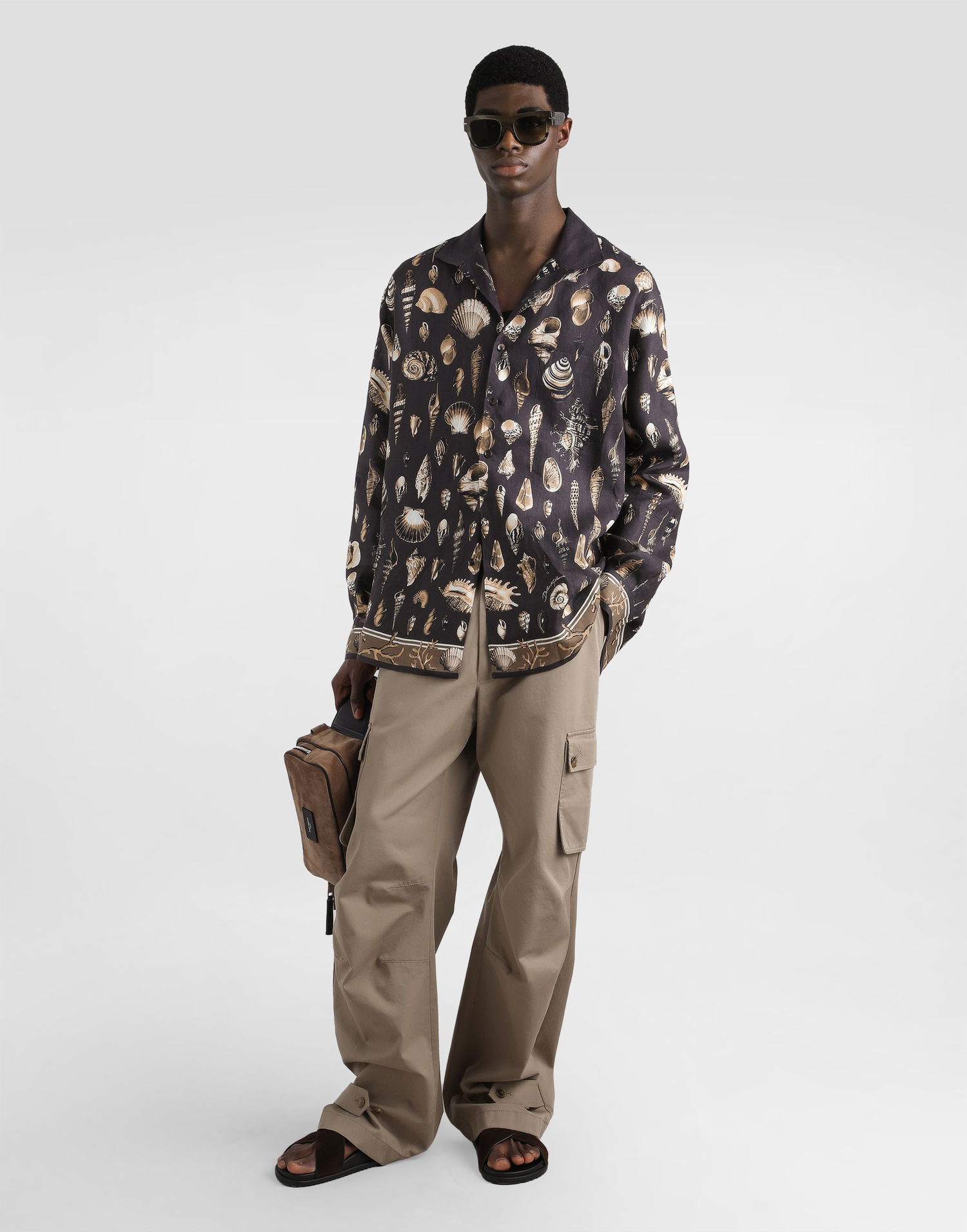 Košulja Dolce & Gabbana Dolce & Gabbana Oversized Linen Canvas Shell-Print Shirt Crna | G5NK0TFP4NSHM5PI, 1