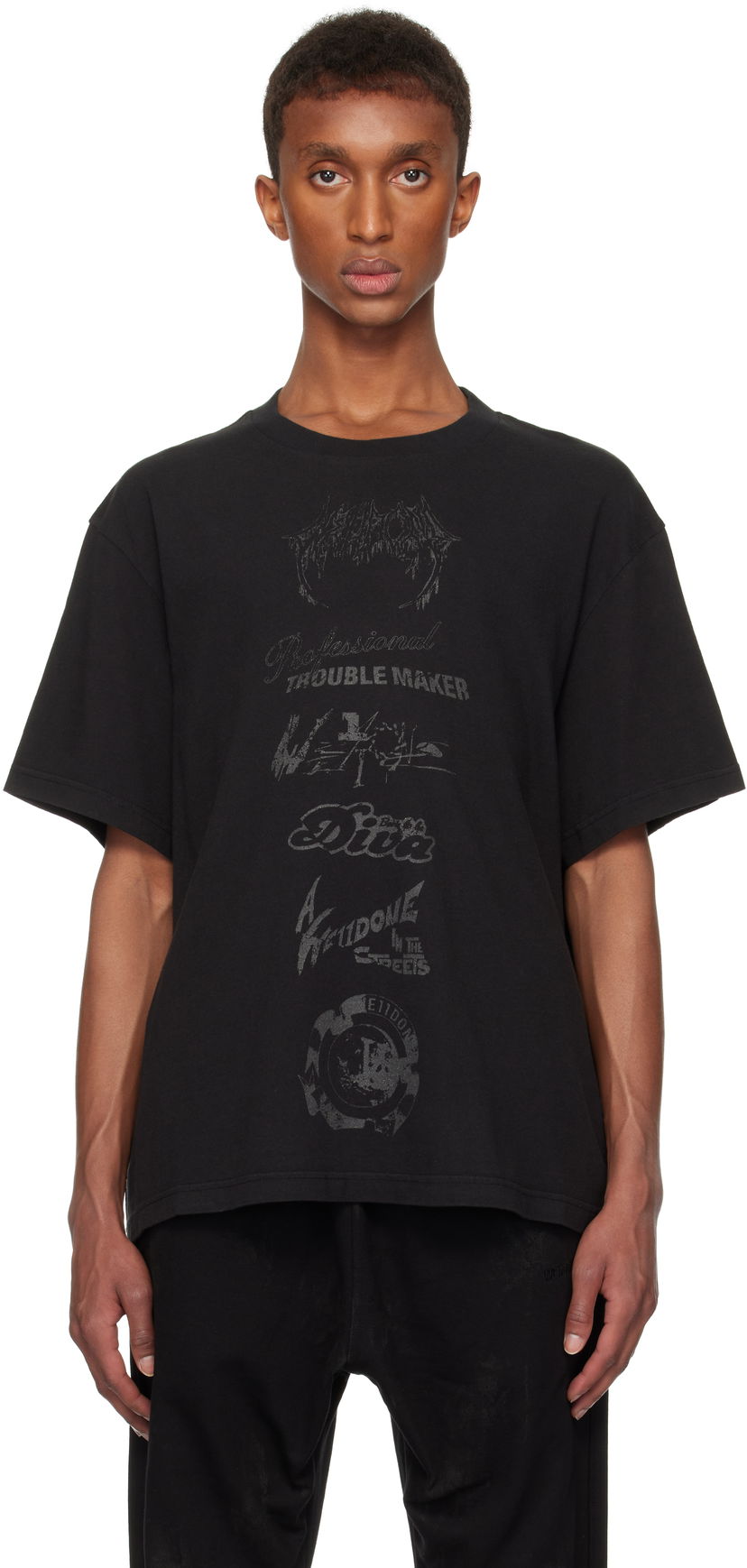 Majica kratkih rukava We11done Multi Logo Graphic T-Shirt Crna | WD-TT3-24-777-U-BK