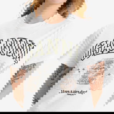 Majica kratkih rukava GANNI Animals Relaxed T-Shirt, Size Large, GANNI Bijela | T4237-151, 5