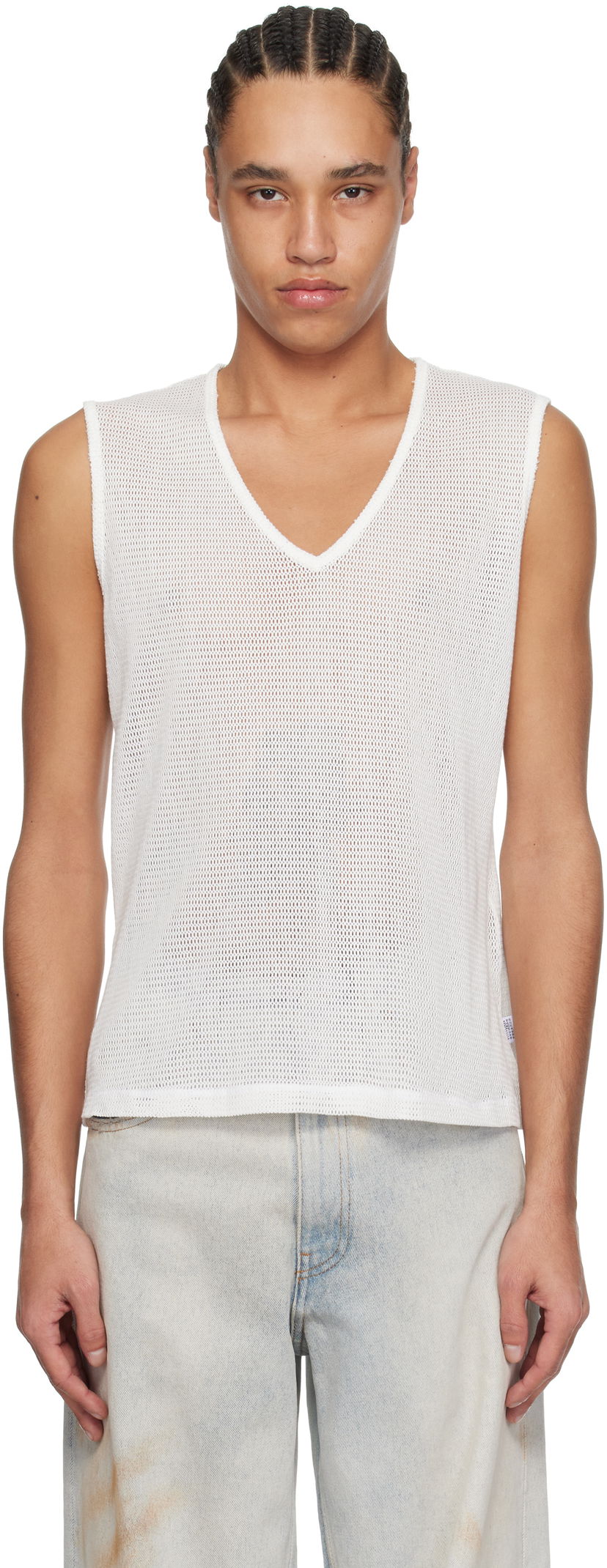 Majica bez rukava Maison Margiela MM6 Maison Margiela V-Neck Tank Top Bijela | SH2NL0008 M20111