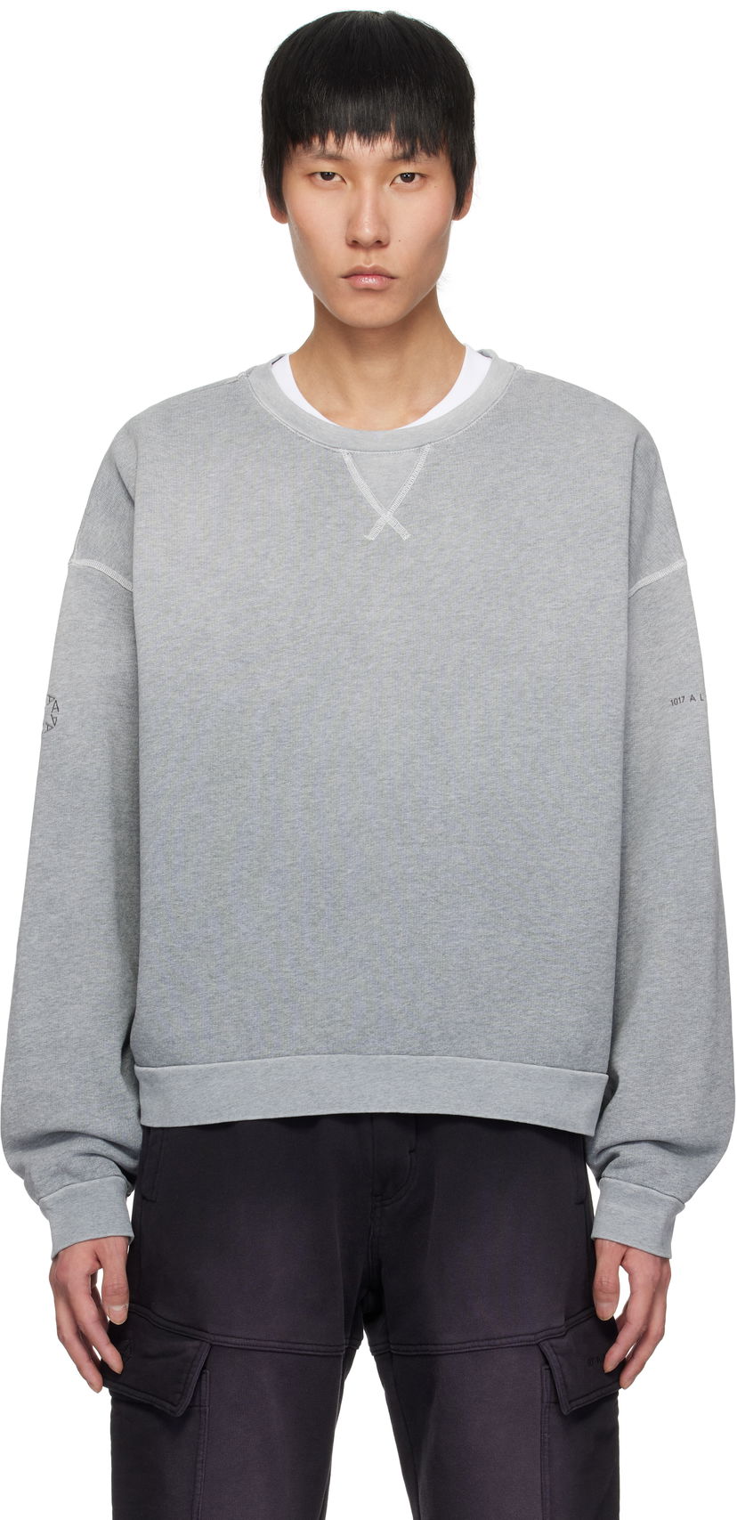Dukserice 1017 ALYX 9SM ALYX 9SM Garment Dye Boxy Crewneck Sweatshirt Siva | AAMSW0243FA01
