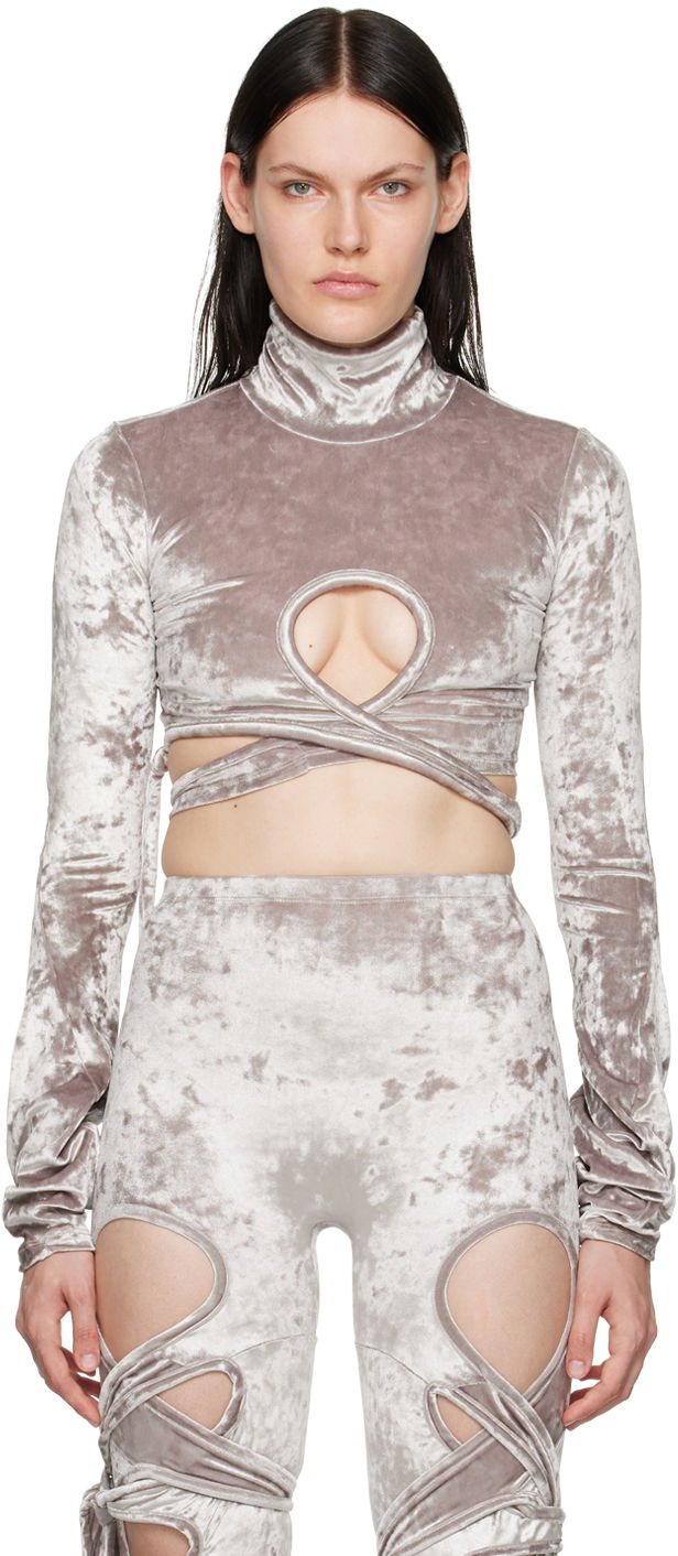 Majica kratkih rukava Ottolinger Ottolinger Velvet Wrap Turtleneck Top Siva | 401703