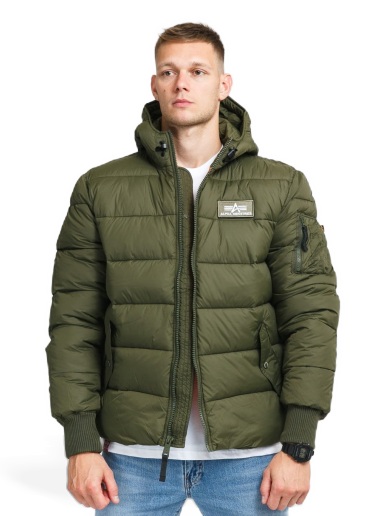 Pernata jakna Alpha Industries Hooded Puffer Alpha FD Zelena | 118113 257