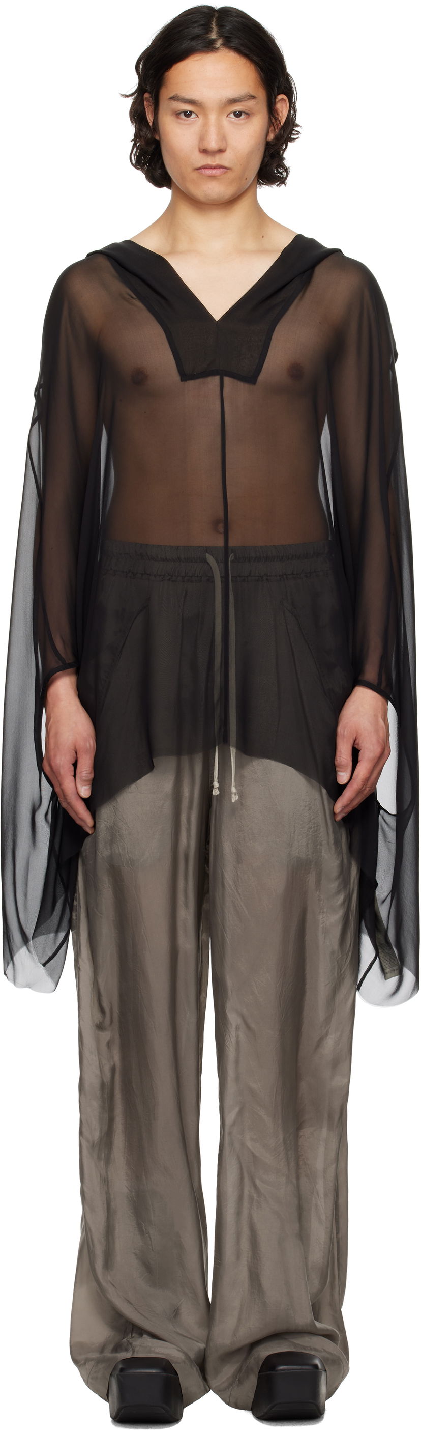 Džemper Rick Owens Rick Owens Hollywood Hooded Kaftan Crna | RR01E5505 S