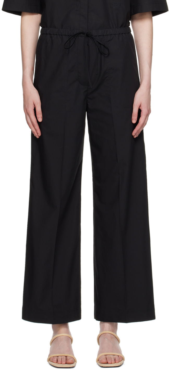 Hlače TOTEME TOTEME Drawstring Wide Leg Trousers Crna | 243-WRB1709-FB0217