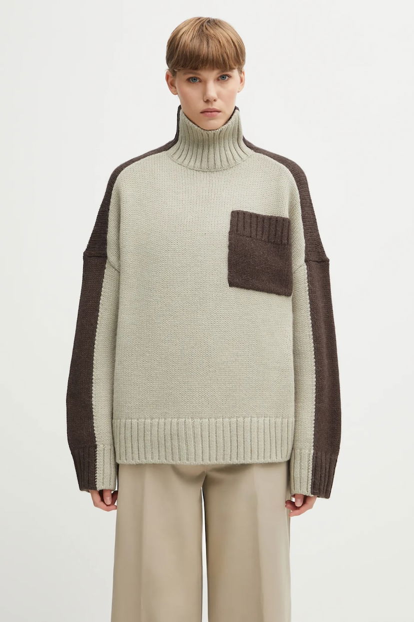 Džemper JW Anderson JW Anderson Two Tone Patch Pocket Turtleneck Sweater Višebojno | KW1402.YN0367