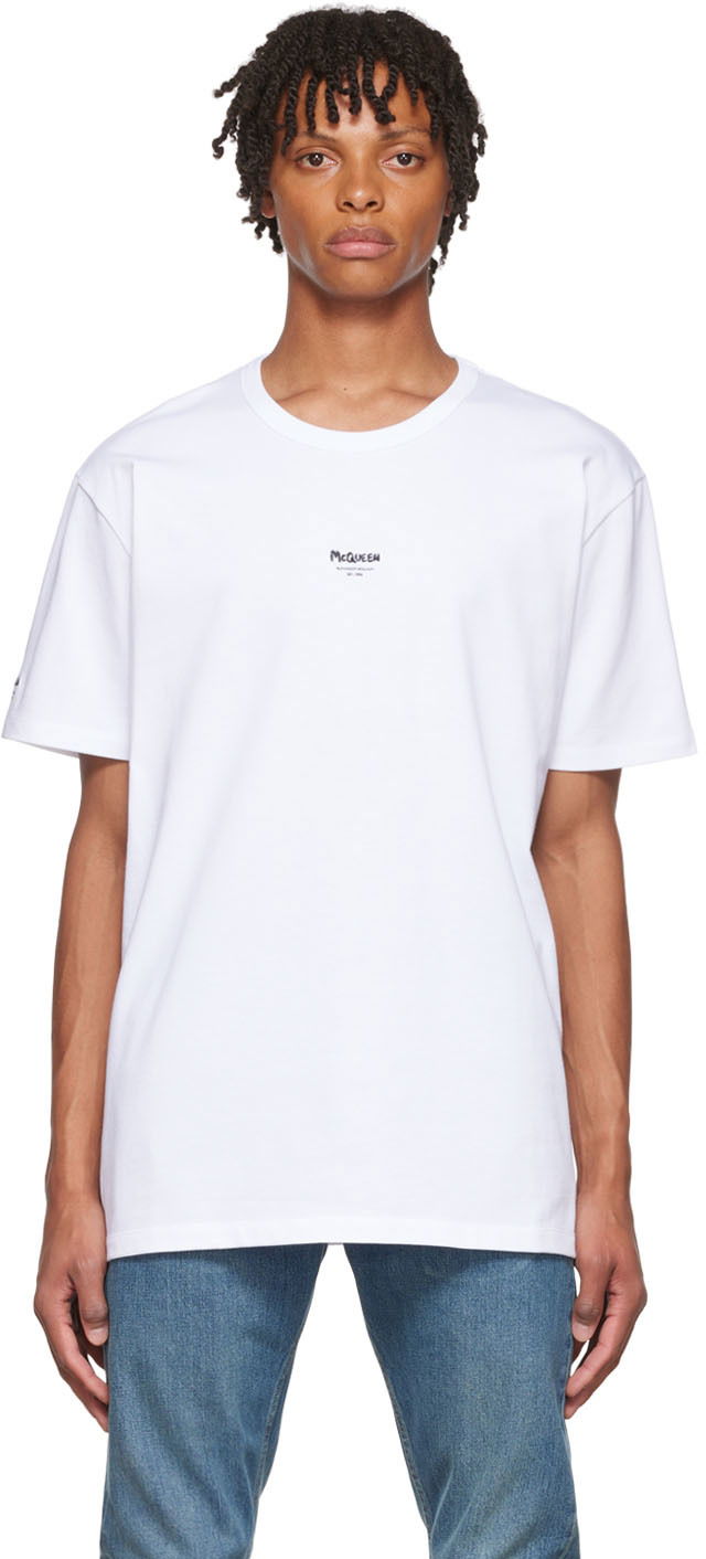 Majica kratkih rukava Alexander McQueen Alexander McQueen Graffiti T-Shirt Bijela | 704989QTX91