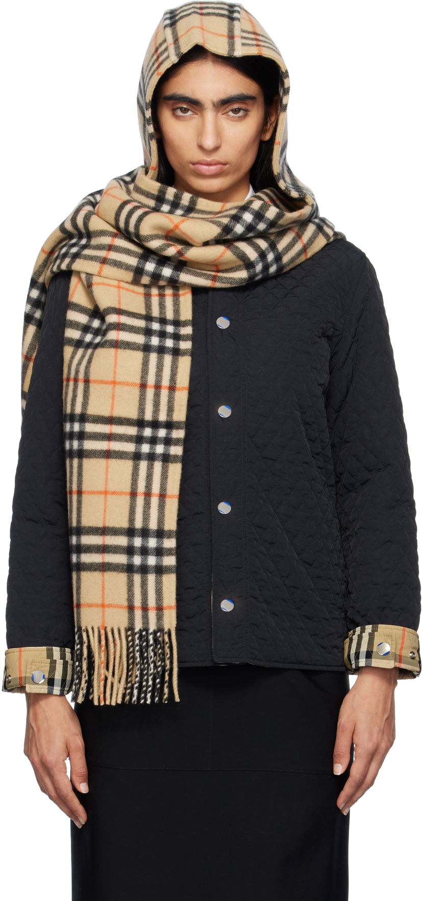 Šal Burberry Cashmere Hooded Scarf Bež | 8097492